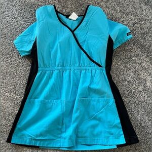 Cherokee blue and black scrub top